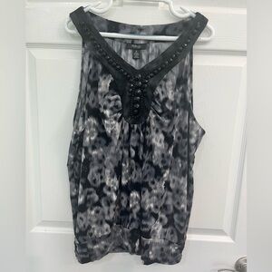 Style & Co Black White Gray Beaded Women's Plus Blouson Sleeveless Tank Blouse